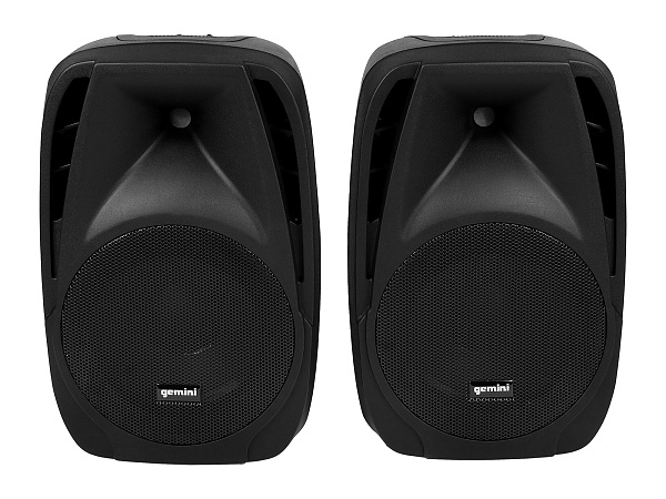 Акустическая система Gemini [ES-210MXBLU-ST] Комплект: 2х АС 10"НЧ/1"ВЧ, микшер с усилителем 150 Вт RMS, входы: 4x XLR Mic, 6x 1/4" TRS Line, 2x RCA, 1/8” TRS, выходы: 2x 1/4" TRS, 2x RCA, 1/8” TRS Headphones, 2х стойки, микрофон, кабели