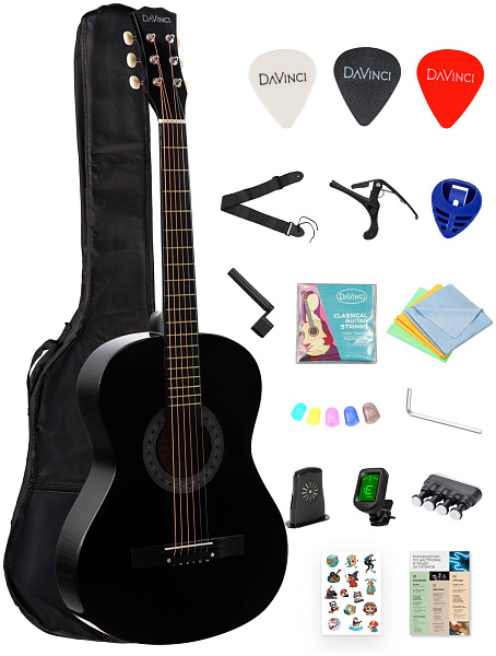 DAVINCI DF-50A 16 BK PACK - Гитара акустическая в наборе