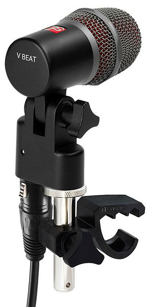 Микрофон динамический sE Electronics [V BEAT] инструментальный, для  малых барабанов и томов, 30 Гц – 19 кГц, суперкардиоида, комплектация: резьбовой адаптер, чехол на молнии, ветрозащита, гайка с накаткой для надежной фиксации микрофона