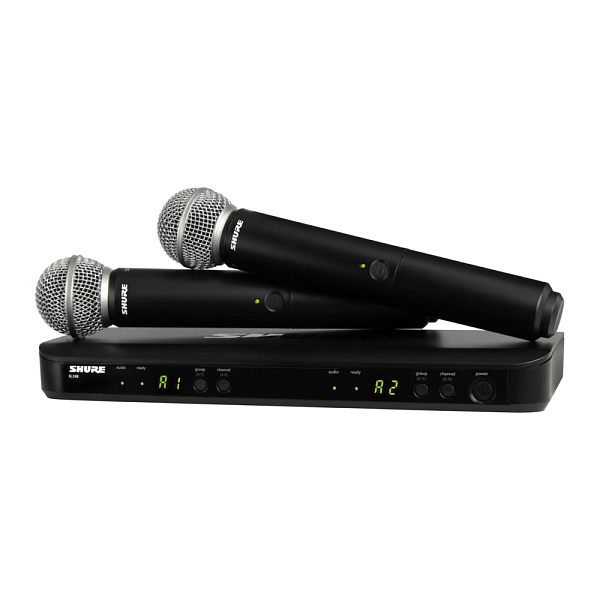 Микрофонная система SHURE [BLX288E/SM58-M17] беспроводная, двухканальная, с двумя ручными передатчиками SM58. Частота UHF 662-686 МГц