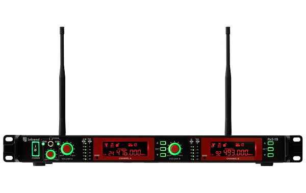 Приемник Intrend [ITWMIC-Rx2-1S] беспроводной, двухканальный, технология ID-кодирования, True diversity, 200 каналов, управление приемниками (до 20 каналов) с помощью специализированного ПО. Одновременная работа до 20 каналов