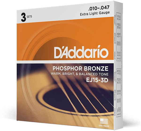 D'ADDARIO EJ15-3D - Струны для акустической гитары