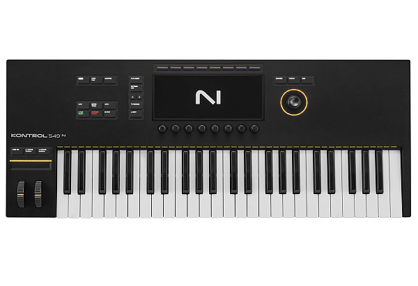MIDI клавиатура [29849] Native Instruments [Kontrol S49 Mk3] 49 клавиш, полувзвешенные,чувствительны к скорости нажатия с послекасанием, дисплей, 8 энкодеров, колеса высоты тона и модуляции, 4 входа для педалей, MIDI вход/выход