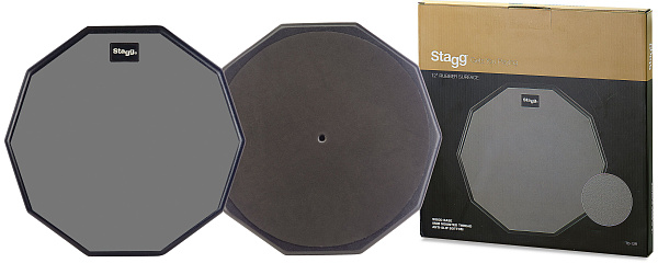 Пэд STAGG [TD-12R] настольный тренировочный, диаметр 12", форма 10-ти гранная, материал резина, основание дерево с антифрикционным покрытием EVA, отверстие для крепления на стойку 8 мм, вес 1,6 кг