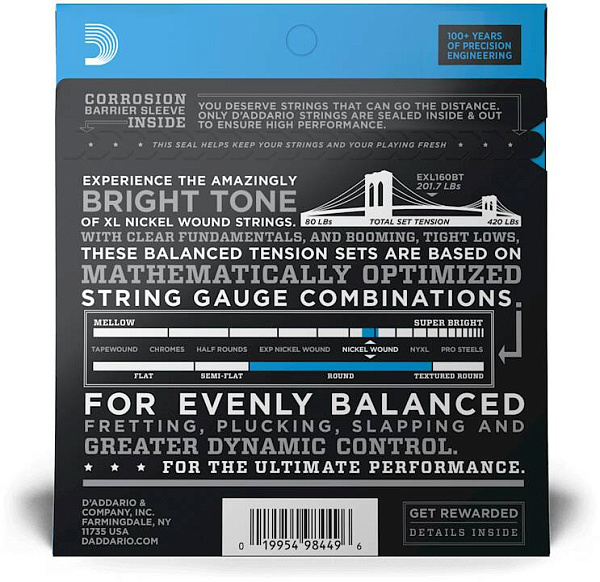 D'ADDARIO EXL160 BT - Струны для бас-гитары