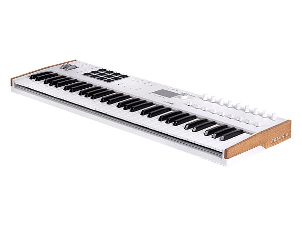 MIDI клавиатура [231631] Arturia [KeyLAB 61 MK3 White] 61 клавиша, полувзвешенная механика, дисплей, 12 пэдов , 9 фейдеров, 9 поворотных регуляторов, 3 входа для подключения педалей, MIDI in/out, USB-C