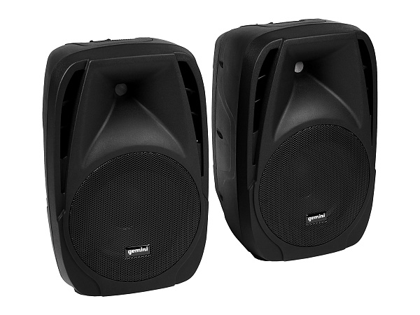 Акустическая система Gemini [ES-210MXBLU-ST] Комплект: 2х АС 10"НЧ/1"ВЧ, микшер с усилителем 150 Вт RMS, входы: 4x XLR Mic, 6x 1/4" TRS Line, 2x RCA, 1/8” TRS, выходы: 2x 1/4" TRS, 2x RCA, 1/8” TRS Headphones, 2х стойки, микрофон, кабели