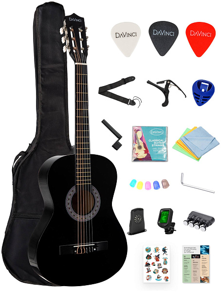 DAVINCI DC-50A 16 BK PACK - Гитара классическая в наборе