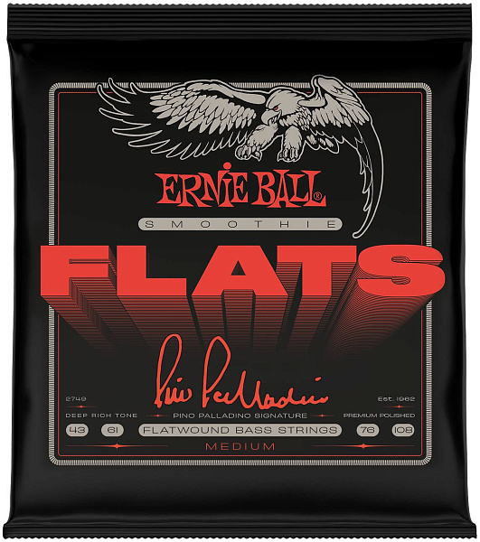 ERNIE BALL 2749 Pino Palladino Smoothie Flats Medium 43-108 - Струны для бас-гитары