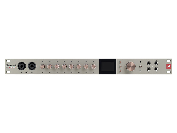 Аудиоинтерфейс Antelope Audio [Discrete 8 Oryx] 24 бит/192 кГц, 26x38, аналоговые входы: 8, линейные выходы: 8, микрофонные предусилители: 8x Discrete Class-A, ADAT I/O (16 входов/16 выходов),S/PDIF I/O (2 входа/2 выхода)
