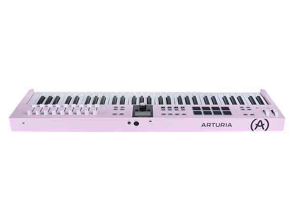 MIDI клавиатура [231535] Arturia [KeyLab Essential 61 mk3 Rose Quartz] 61 клавиша, LCD дисплей, 9 энкодеров, 8 пэдов, 9 фейдеров, 12 кнопок управления, колеса высоты тона и модуляции, 1/4" Jack вход для педали, MIDI выход, Type-C