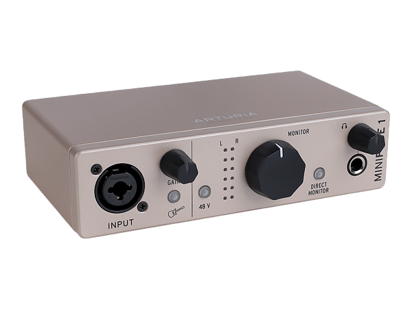 Аудиоинтерфейс USB [800121] Arturia [MiniFuse 1 Champagne] 24бит/192кГц, комбинированный разъем XLR и 6.3 мм для записи инструментов и вокала с фантомным питанием 48 В, выходы на монитор (L/R Jack), выход для наушников