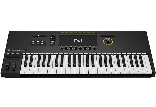 MIDI клавиатура [29849] Native Instruments [Kontrol S49 Mk3] 49 клавиш, полувзвешенные,чувствительны к скорости нажатия с послекасанием, дисплей, 8 энкодеров, колеса высоты тона и модуляции, 4 входа для педалей, MIDI вход/выход