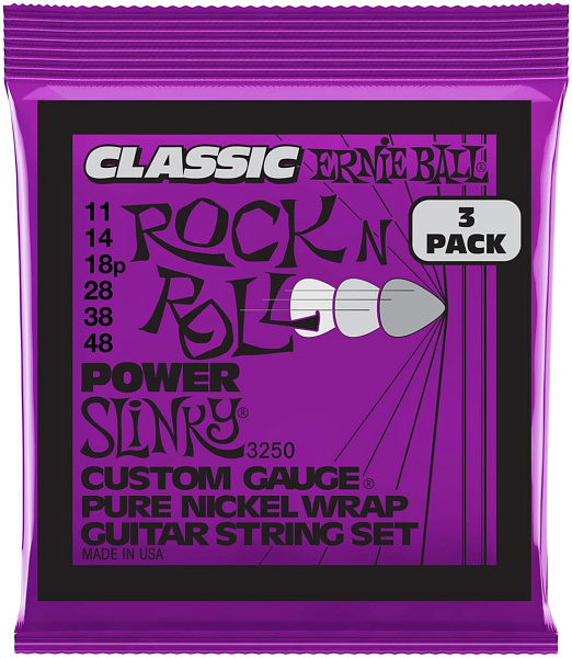 ERNIE BALL 3250 Pure Classic RnR Slinky Power 3 Pack 11-48 - Струны для электрогитары
