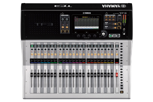 Микшер Yamaha [TF3] цифровой, 24 аналоговых XLR/TRS MIC/LINE + 2 аналоговых RCA стерео линейных входа, 16 аналоговых XLR выходов, 25 моторизированных фейдера, 48 входных микшируемых каналов, USB 2.0