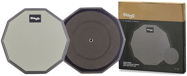 Пэд STAGG [TD-08R] настольный тренировочный, диаметр 8", форма 10-ти гранная, материал резина, основание дерево с антифрикционным покрытием EVA, отверстие для крепления на стойку 8 мм, вес 0,68 кг