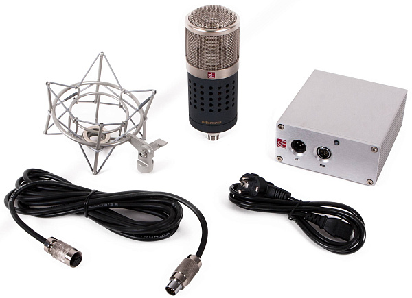 Микрофон конденсаторный sE Electronics [GEMINI II] двухламповый, 20 Гц - 20 кГц, кардиоида, в комплекте: держатель "паук", блок питания со шнуром, микрофонный кабель, металлический и деревянный кейсы.