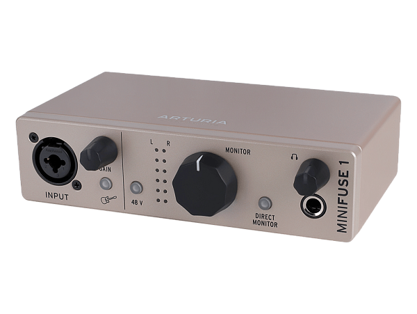 Аудиоинтерфейс USB [800121] Arturia [MiniFuse 1 Champagne] 24бит/192кГц, комбинированный разъем XLR и 6.3 мм для записи инструментов и вокала с фантомным питанием 48 В, выходы на монитор (L/R Jack), выход для наушников