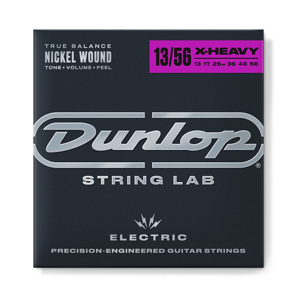 DEN1356 Комплект струн для электрогитары, никелированные, Extra Heavy, 13-56, Dunlop
