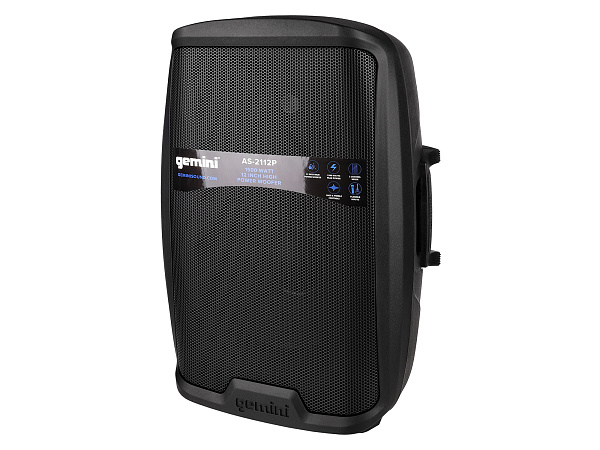 Акустическая система Gemini [AS-2112P] Активная, 2-х полосная, мощность RMS/Peak 750/1500 Вт, АЧХ 45-20000 Гц, Max SPL 108 дБ, динамики: 12" НЧ, 1" ВЧ, входы: 1/8" TRS AUX, RCA (L/R) AUX, 2xXLR микрофонные, 2x1/4" линейные, выходы: XLR Mix