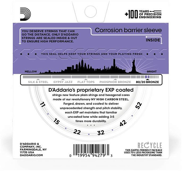 D'ADDARIO EXP13 - Струны для акустической гитары