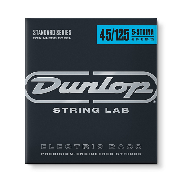 DBS45125 Комплект струн для 5-струнной бас-гитары, нерж.сталь, Medium, 45-125, Dunlop