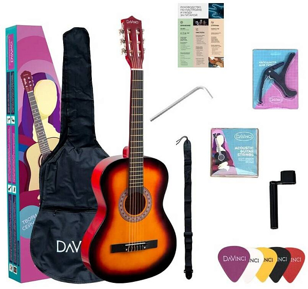DAVINCI DC-50A SB PACK - Гитара классическая в наборе