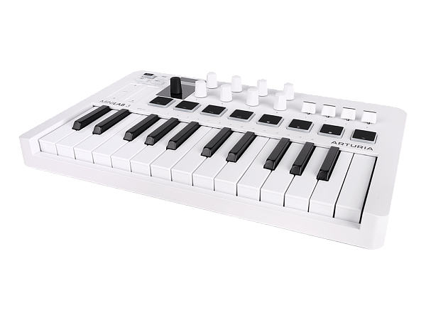 MIDI клавиатура [231501] Arturia [MiniLAB 3] 25 клавиш, 8 энкодеров, 8 RGB пэдов, 8 фейдеров, дисплей, сенсорные регуляторы Pitch/Modulation, MIDI-выход, 1/4" Jack вход педали, режим Chord, арпеджиатор, USB-C