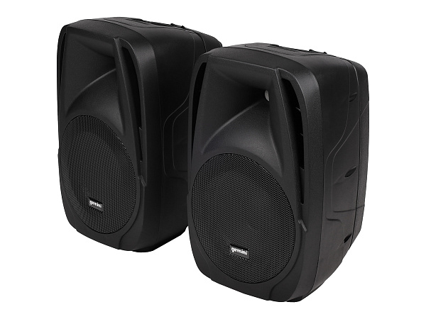 Акустическая система Gemini [ES-210MXBLU-ST] Комплект: 2х АС 10"НЧ/1"ВЧ, микшер с усилителем 150 Вт RMS, входы: 4x XLR Mic, 6x 1/4" TRS Line, 2x RCA, 1/8” TRS, выходы: 2x 1/4" TRS, 2x RCA, 1/8” TRS Headphones, 2х стойки, микрофон, кабели