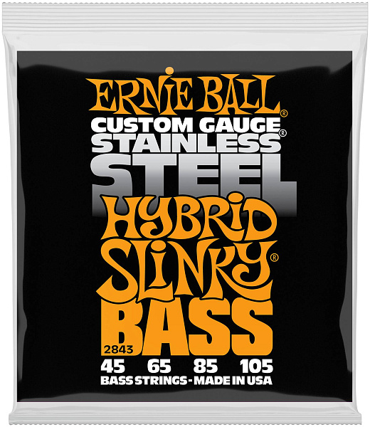 ERNIE BALL 2843 Stainless Steel Slinky Hybrid 45-105 - Струны для бас-гитары