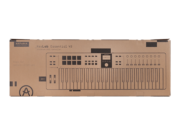 MIDI клавиатура [231525] Arturia [KeyLab Essential 49 mk3 Rose Quartz] 49 клавиш, LCD дисплей, 9 энкодеров, 8 пэдов, 9 фейдеров, 12 кнопок управления, колеса высоты тона и модуляции, 1/4" Jack вход для педали, MIDI выход, Type-C