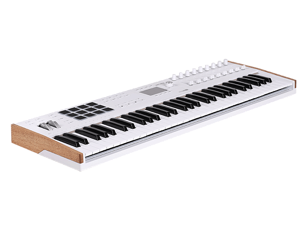 MIDI клавиатура [231631] Arturia [KeyLAB 61 MK3 White] 61 клавиша, полувзвешенная механика, дисплей, 12 пэдов , 9 фейдеров, 9 поворотных регуляторов, 3 входа для подключения педалей, MIDI in/out, USB-C