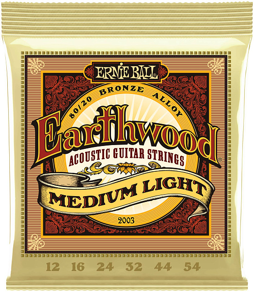 ERNIE BALL 2003 Earthwood 80/20 Bronze Medium Light 12-54 - Струны для акустической гитары