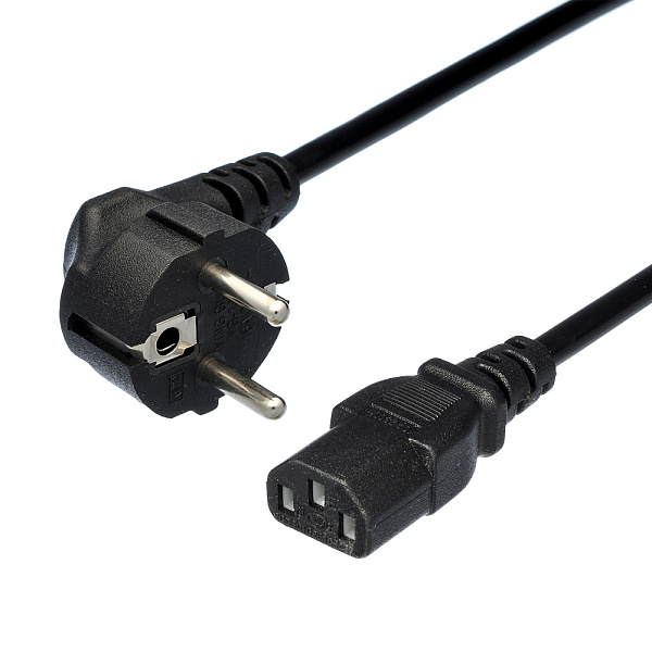 00-00024055 Кабель питания евровилка CEE 7/7-C13 (f) 1.2м ПВХ, 0.75мм, черный, GoPower