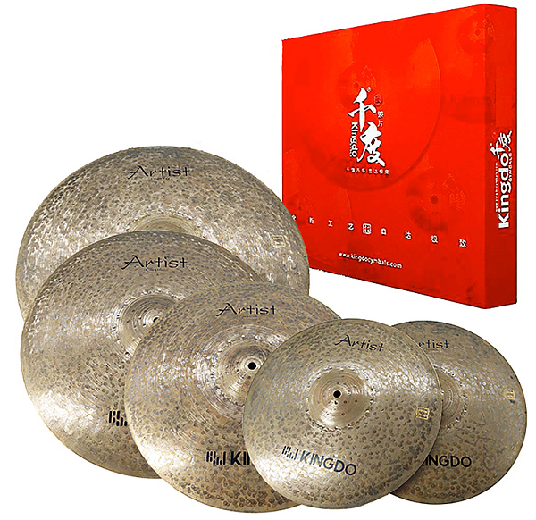 Комплект тарелок: Hi-Hat14" [ARTIST DARK SET 14"+16"+18"+20"] KINGDO [ARTIST DARK SET 14"+16"+18"+20"] Crash16",Crash18",Ride20" натуральная поверхность, ручная работа, сплав В20