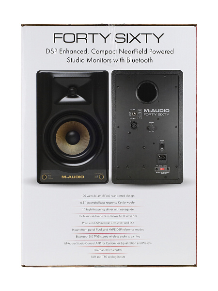 Акустическая система [FORTYSIXTYEU] M-audio [Forty Sixty] 6,5” НЧ динамик, 1.25” ВЧ, 39 Гц - 22 кГц, 60 Вт + 40 Вт,113 дБ, BT