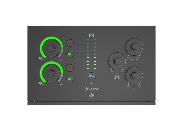 Аудиоинтерфейс USB [110307A3002] Icon [Panel 4] АЦП/ЦАП 24 бит/192 кГц, 2xCombo XLR/TRS микр./инстр. входа, 1/8" TRS AirMic вход, 2x1/4" TRS лин. выхода, 1/4" TRS, 1/8" TRS выходы для наушников, USB-C 2.0 для комп., USB-C для питания, USB-C UNI OTG