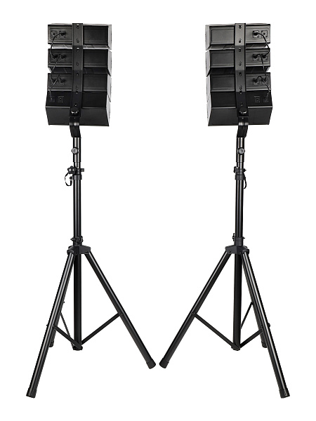 Акустическая система Gemini [LRX-448] Комплект: 8 (2х4) 2-х полосных сателлитов, 12" активный сабвуфер, совокупная мощность RMS 600 Вт, SD слот, USB порт, FM радио, Bluetooth, 2 стойки, кабели питания, кабели коммутации (2 места)