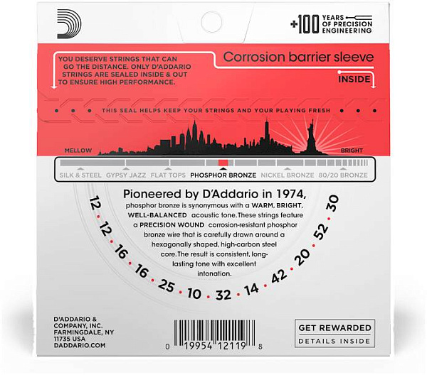 D'ADDARIO EJ39 - Струны для акустической 12-струнной гитары