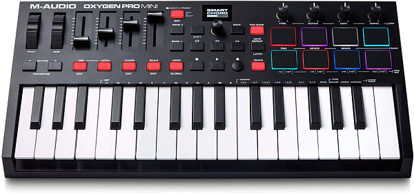 M-AUDIO Oxygen Pro Mini - MIDI клавиатура 32 клавиши, 4 энкодера, 4 фейдера,...