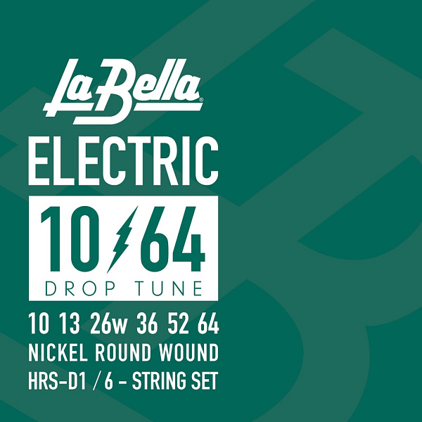 HRS-D1 HRS Drop Tune Комплект струн для электрогитары, никелированные, 10-64, La Bella