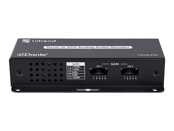 Конвертер Intrend [ITDAN-PR2] Dante - аналог (приемник), 2 аналоговых выхода (6-pin phoenix, балансный/линейный), 1xRJ45(Dante)