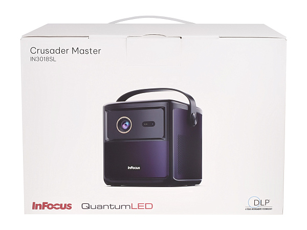 LED проектор InFocus [IN3018SL] Crusader Master с батареей!!! DLP, 450 lm, FullHD, (1.2:1), HDMI 2.0 (eARC) USB-A 2.0, AUX, Bluetooth 5.1/BLE, wi-fi 2.4/5GHz, 2х10W Dolby Audio, до 25000ч., 1.57 кг