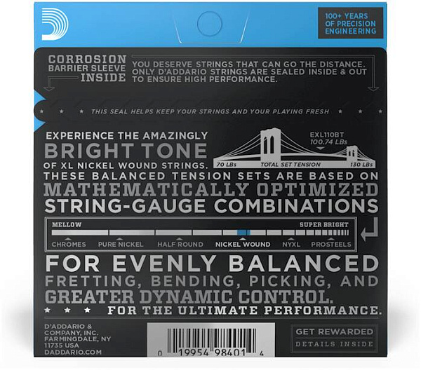 D'ADDARIO EXL110 BT - Струны для электрогитары