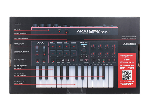 Миди-клавиатура [MPKMINI4B] AKAI [MPK Mini IV Black] миди-клавиатура