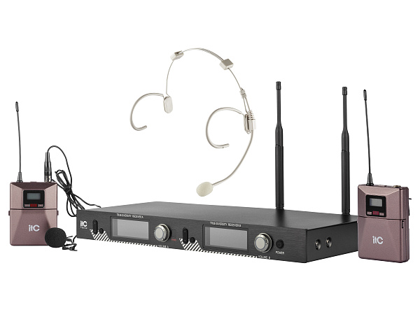 Радиосистема [T-521UW] ITC , UHF двухканальная радиосистема с головным и петличным микрофонами. LCD дисплей. True Diversity. Одновременная работа до 6 каналов