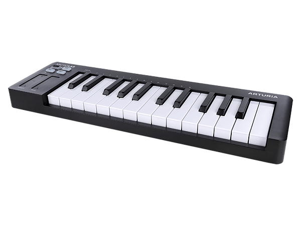 MIDI клавиатура [231512] Arturia [MicroLab 3 Black] 25 клавиш, чувствительных к скорости нажатия, сенсорные полосы pitch и modulation, режим игры аккордами, разъем для подключения педали, type-c, ПО: Analog Lab Intro, Ableton Live Lite. Цвет - черный.
