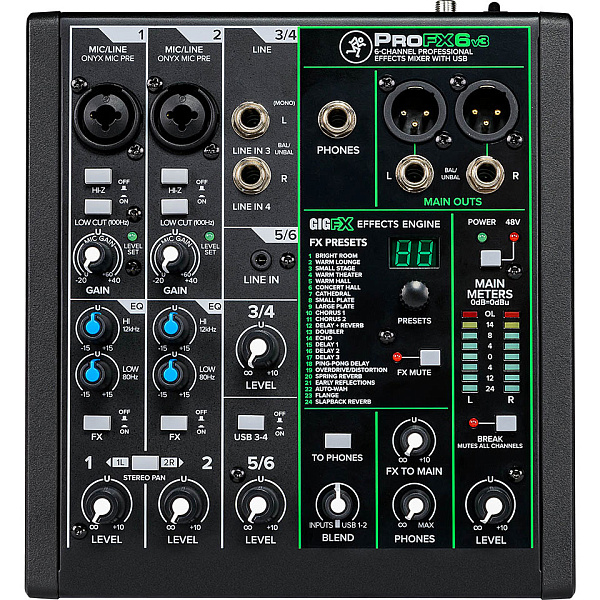 MACKIE ProFX6v3 - 4-канальный микшер с процессором эффектов
