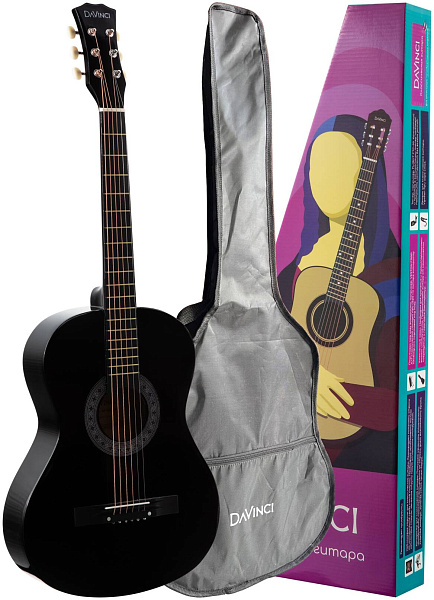 DAVINCI DF-50A BK + Bag - Гитара акустическая в наборе