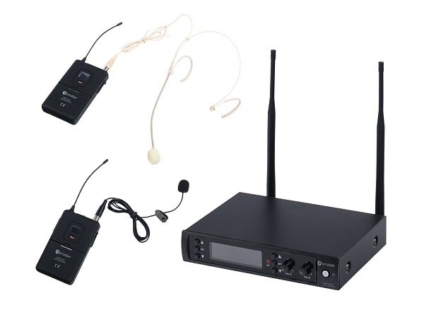 DSP-DUO-UHF-B210/F5  Беспроводная микрофонная система, петличный и головной микрофон, Prodipe